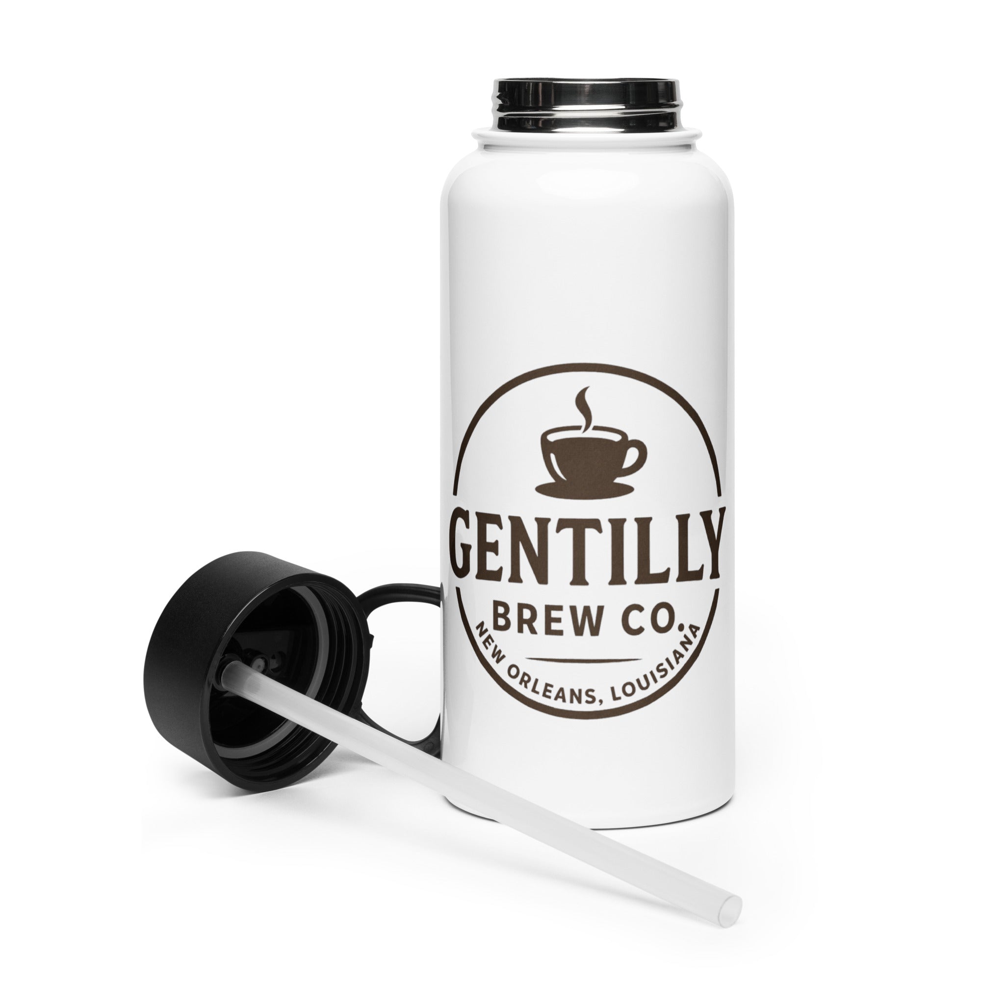 Stainless Steel Water Bottle with a Straw Lid – Gentilly Brew Company